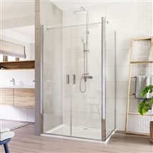 Lima shower enclosure, rectangle, swing door and fixed glass, chrom ALU