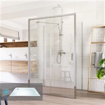 Shower cubicle, Lima, rectangle, 100x120x100x190 cm, chrome ALU, Clear glass incl. cast marble trays