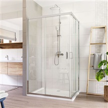 Shower enclosure, LIMA, square, chrom ALU, Glass Clear