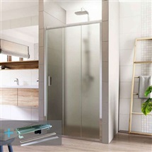 Shower door, LIMA, 3-piece, sliding,  100 cm, chrom ALU, glass Point, drainer incl. cover
