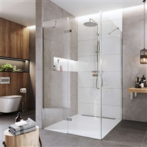 Sprchový kout, Novea, čtverec, 80 cm, chrom ALU, sklo Čiré, dveře levé a pevný díl