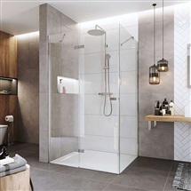 Sprchový kout, Novea, obdélník, 90x80 cm, chrom ALU, sklo Čiré, dveře levé a pevný díl