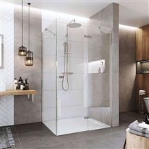 Shower enclosure, Fantasy, rectangle, 90x100 cm, chrom ALU, Clear glass, right door and side panel