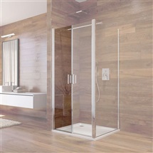 Shower door, LIMA, double-wing, swing, 45 cm, chromed ALU, glass Clear