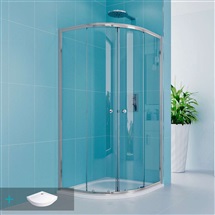 Sprchový set z Kora Lite, štvrťkruh, 90 cm, chróm ALU, sklo Čiré a SMC vanička