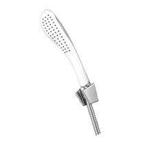 Shower set, one position shower head, stainless steel double lock antitwist hose