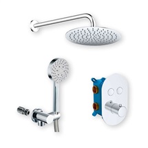 Shower set with thermostatic concealed push-button faucet - 2-way - oval cover