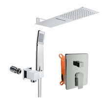 Shower set with concealed mixer - 3-way - rectangular cover