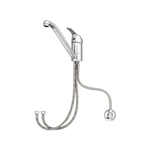 Kitchen sink pedestal faucet for low pressure heater