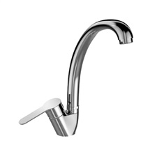 Kitchen pedestal faucet, Zuna, single lever handle, with spout pipe, height 240 mm, chrome