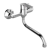 Kitchen wall mounted faucet, Zuna, with round spout pipe 18 mm – 200 mm, chrome