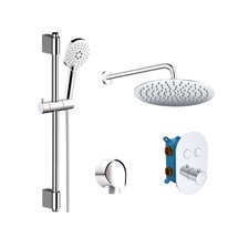 Shower set with thermostatic push-button concealed mixer  - 2 - way - oval cover