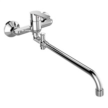 Wall mounted faucet for an apartment, Zuna, with round spout pipe - 330 mm, without access.