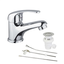 Sink pedestal faucet, Lila, with outlet, chrome
