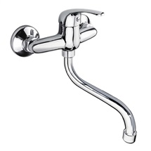 Kitchen wall mounted faucet, Lila, 100 mm, with round spout pipe 18 mm - 200 mm, chrome