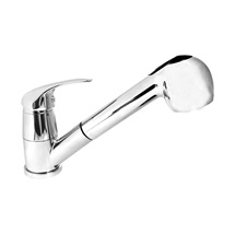 Kitchen pedestal faucet, Lila, with pull out shower, chrome