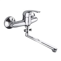 Wall-mounted faucet for the apartment core, Lila, 150 mm, with flat arm 300 mm, without accessories