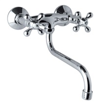 Kitchen wall mounted faucet, Retro Viktorie, 150 mmm, round spout pipe - 200 mm