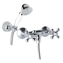 Shower wall mounted faucet, Retro Viktorie, with accessories, chrome