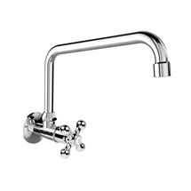 Wall mounted basin tap with dia. 18 mm  round U spout pipe - 230 mm, chrome