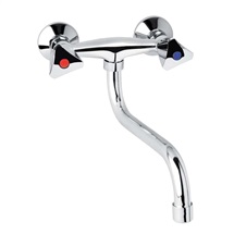 Kitchen wall mounted faucet, Kasia, 100 mm, with round spout pipe dia. 18 mm - 200 mm, chrome