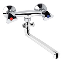 Wall mounted faucet for an apartment, Kasia, with spout pipe 300 mm, without accessories, chrome