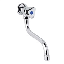 Wall mounted basin tap with dia. 18 mm "S" round spout pipe, chrome